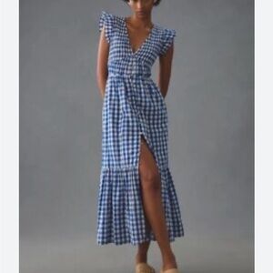 Anthropologie Peregrine ( Blue and White gingham)Dress